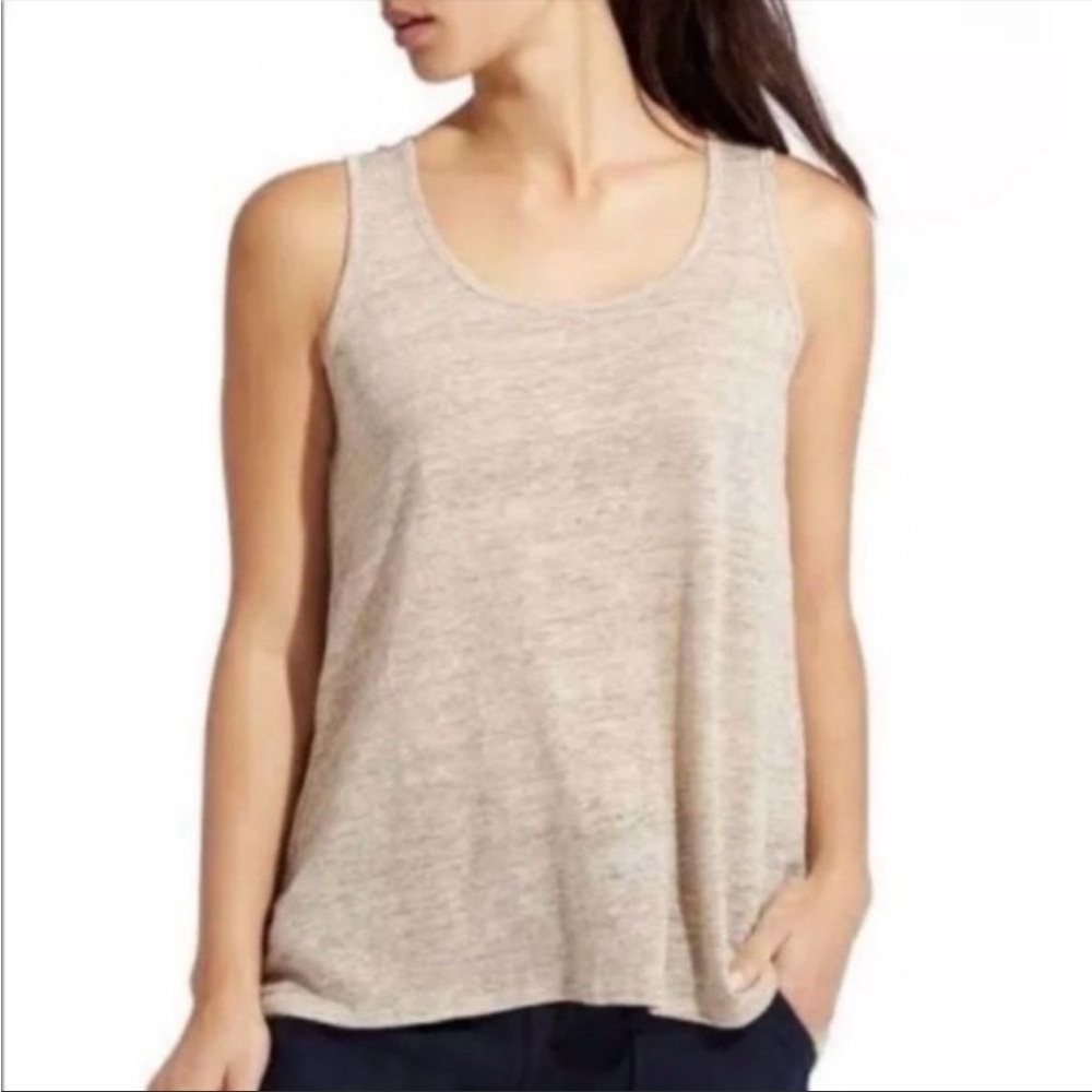 Athleta SMALL Newport Linen Tank tan 100% linen breathable